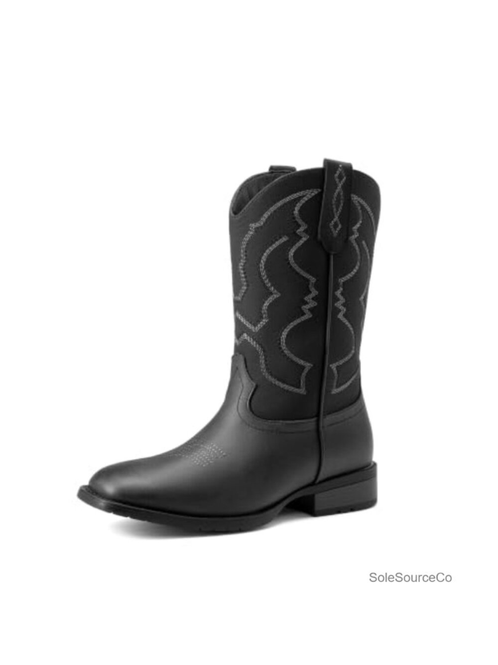 Men's Square Toe Slip On Western Boots Faux Leather Mid-Calf